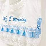 Baby Boy's 1st Birthday Bib - White & Blue