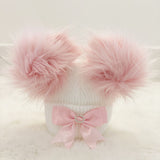 Perfect Little Thing 2 Big Pom Pom Diamond Hat - Pink & White