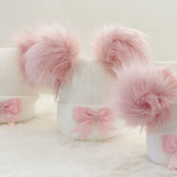 Perfect Little Thing 2 Big Pom Pom Diamond Hat - Pink & White