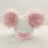 Perfect Little Thing 2 Big Pom Pom Diamond Hat - Pink & White