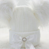 Perfect Little Thing 2 Big Pom Pom Diamond Hat - White