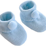 Soft Touch Baby's Soft Pom Booties - Blue