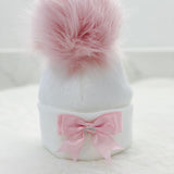 Perfect Little Thing One Big Pom Pom Diamond Hat - Pink & White