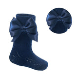 Soft Touch Pelerine Knee Socks With Bow - Navy