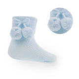 Soft Touch Pom Pom Ankle Socks - Blue