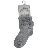 Soft Touch Pom Pom Ankle Socks - Grey