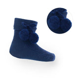 Soft Touch Pom Pom Ankle Socks - Navy