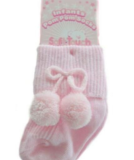 Soft Touch Pom Pom Ankle Socks - Pink