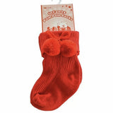 Soft Touch Pom Pom Ankle Socks - Red