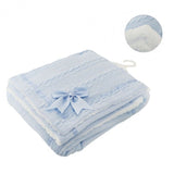 Soft Touch Chevron Cable Knit with Satin Trim - Blue