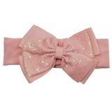 Soft Touch Girls Dusky Pink Headband with Glitter Bow