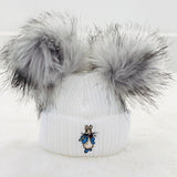 Peter Rabbit Grey Pom Pom Hat - White