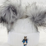 Peter Rabbit Grey Pom Pom Hat - White