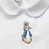 Peter Rabbit Short Sleeve Vest With Collar - Blue Trim