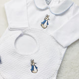 Peter Rabbit Short Sleeve Vest With Collar - Blue Trim