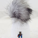 Peter Rabbit Grey Pom Hat - White