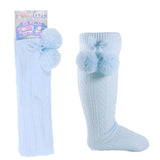 Soft Touch Baby Blue Pom Pom Knee Socks