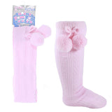 Soft Touch Pink Pom Pom Knee Socks