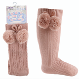 Soft Touch Rose Gold Pom Pom Knee Socks