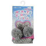 Soft Touch Grey Pom Pom Tights With Pattern