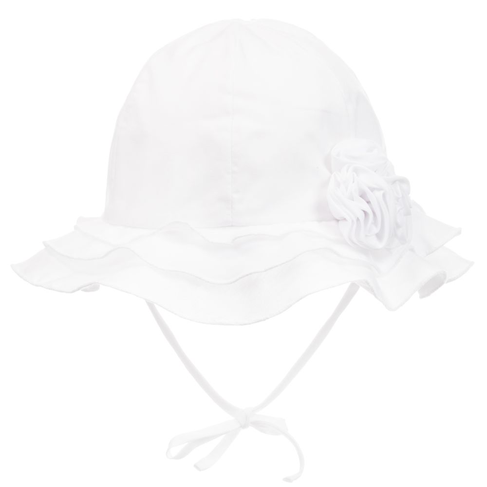 Sarah Louise Big Flower Sun Hat White