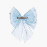 PERFECT LITTLE THING Girls Blue Tulle Bow Hair Clip