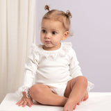 Caramelo Kids Frilly Trim Long Sleeve Vest - Ivory