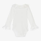 Caramelo Kids Frilly Trim Long Sleeve Vest - Ivory