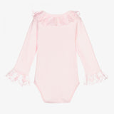 Caramelo Kids Frilly Trim Long Sleeve Vest - Pink