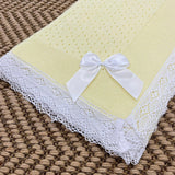 Baby's Lace Lemon Shawl With White Trim