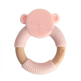 Perfect Little Thing Wood And Silicone Bear Teether - Pink