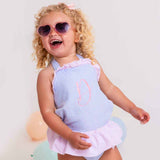 PERFECT LITTLE THING Girls Blue And Pink Frill Swimsuit