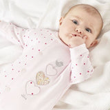 Dandelion Triple Hearts Cotton Sleepsuit - Pink