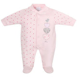 Dandelion Triple Hearts Cotton Sleepsuit - Pink