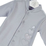 Dandelion Triple Hearts Cotton Sleepsuit - Grey