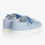 Baypods Girls Blue Big Bow Diamante Hard Shoes