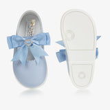 Baypods Girls Blue Big Bow Diamante Hard Shoes