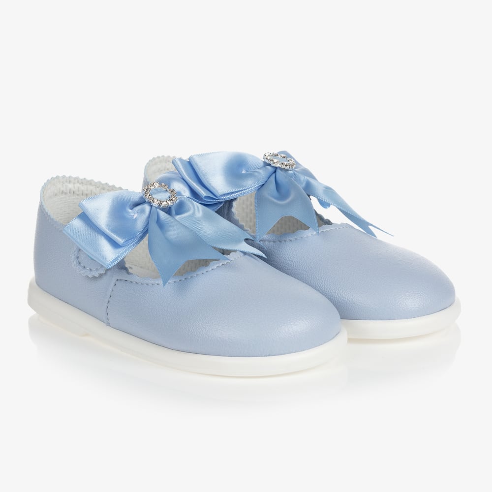 Baypods Girls Blue Big Bow Diamante Hard Shoes