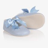 Baypods Baby Girls Blue Diamante Bow Pre-Walker Shoes