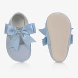 Baypods Baby Girls Blue Diamante Bow Pre-Walker Shoes