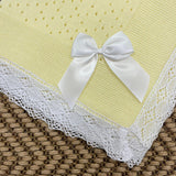 Baby's Lace Lemon Shawl With White Trim