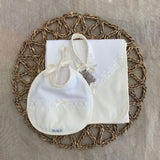 Perfect Little Thing Unisex Muslin and Bib Gift Set - Cream