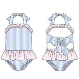 PERFECT LITTLE THING Girls Blue And Pink Frill Swimsuit