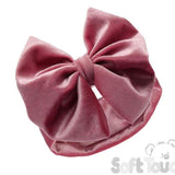 Soft Touch Velour Big Bow Headband - Pink