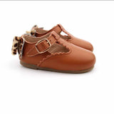 Paris Olivia Girls Leather Shoe With Buckle - Tan