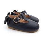 Paris Olivia Girls Leather Shoe With Buckle - Navy