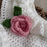 Perfect Little Thing Handmade Knitted Rose Romper Set - White