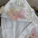 Baby Girls Luxe Colourful Flower Baby Grow and Hat