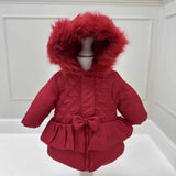 Mintini Girls Red Sequin Winter Coat With Hood