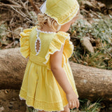 Rahigo Girls Lemon Bonnet With Tulle Bow